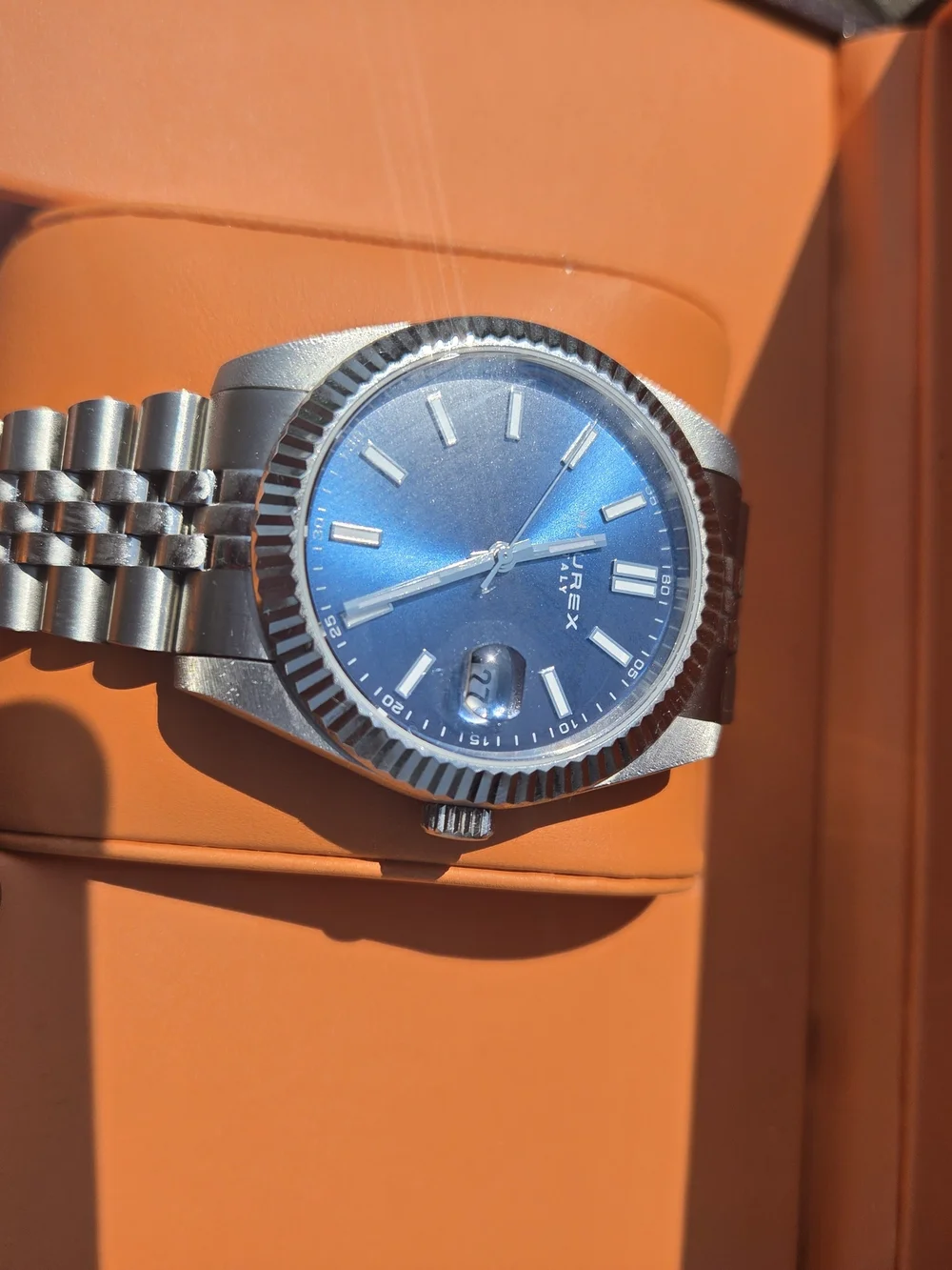 Haurex Men’s Stainless Steel Watch with Blue Dial